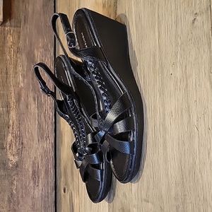 Black wedge sandal size 7